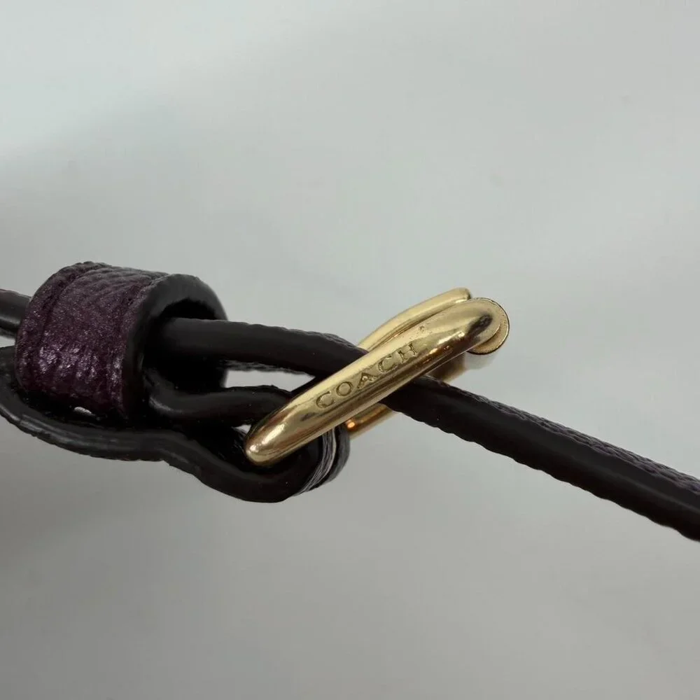 Coach Leather Bag Strap Plum Purple Gold Hardware - New